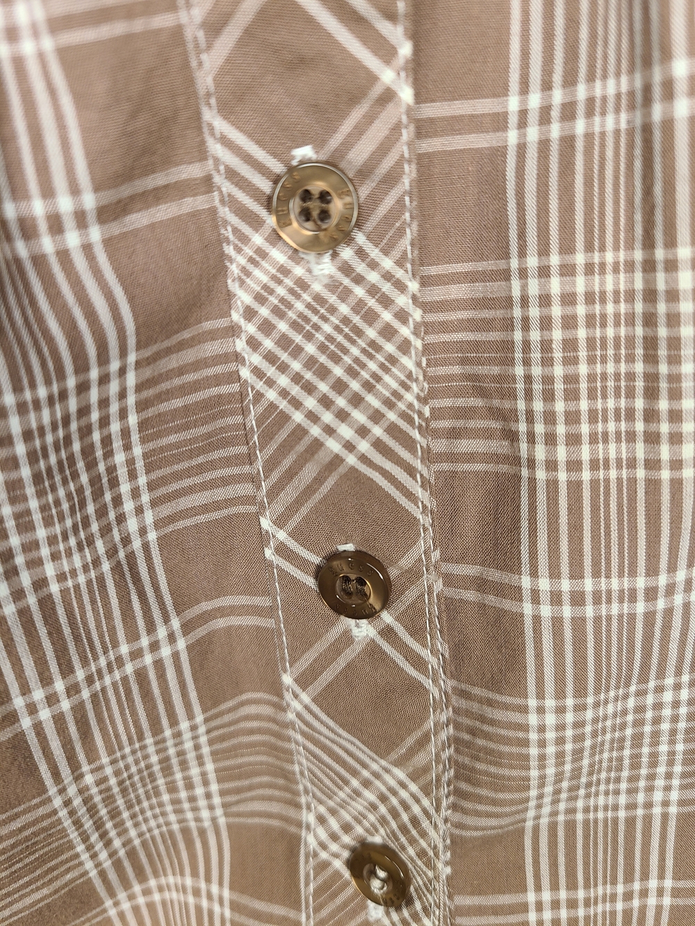 Guess Taupe and White Plaid Button-Front Shirt - Picture 6 of 6
